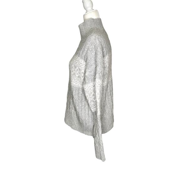 Rachel Zoe Gray White Cableknit Long Sleeve Turtleneck Sweater - Picture 4 of 7